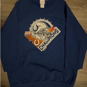 Indianapolis Colts 2006 AFC Champions NFL Football Sweatshirt Blue Size XL